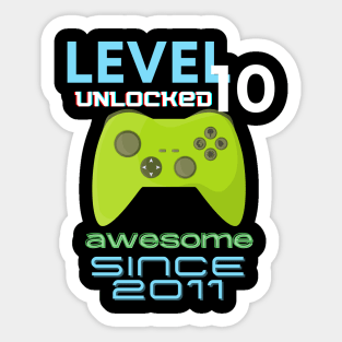 Level 10 Unlocked Awesome 2011 Video Gamer Sticker